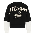 Msgm Felpa tinta unita con Maniche In Contrasto Nero per Bambina F5MSJBSW250 NERO MSGM 