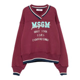 Msgm Felpa tinta unita con Scollo A V E Stampa Bordeaux per Bambina F5MSJGSW124X BORDEAUX MSGM 