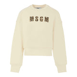 Msgm Felpa tinta unita Girocollo con Logo Panna per Bambina F5MSJGSW145X PANNA MSGM 