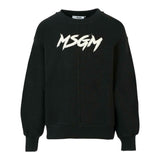 Msgm Felpa Xhiusa Girocollo tinta unita con Logo Nero per Bambino F5MSJUSW049 NERO MSGM 