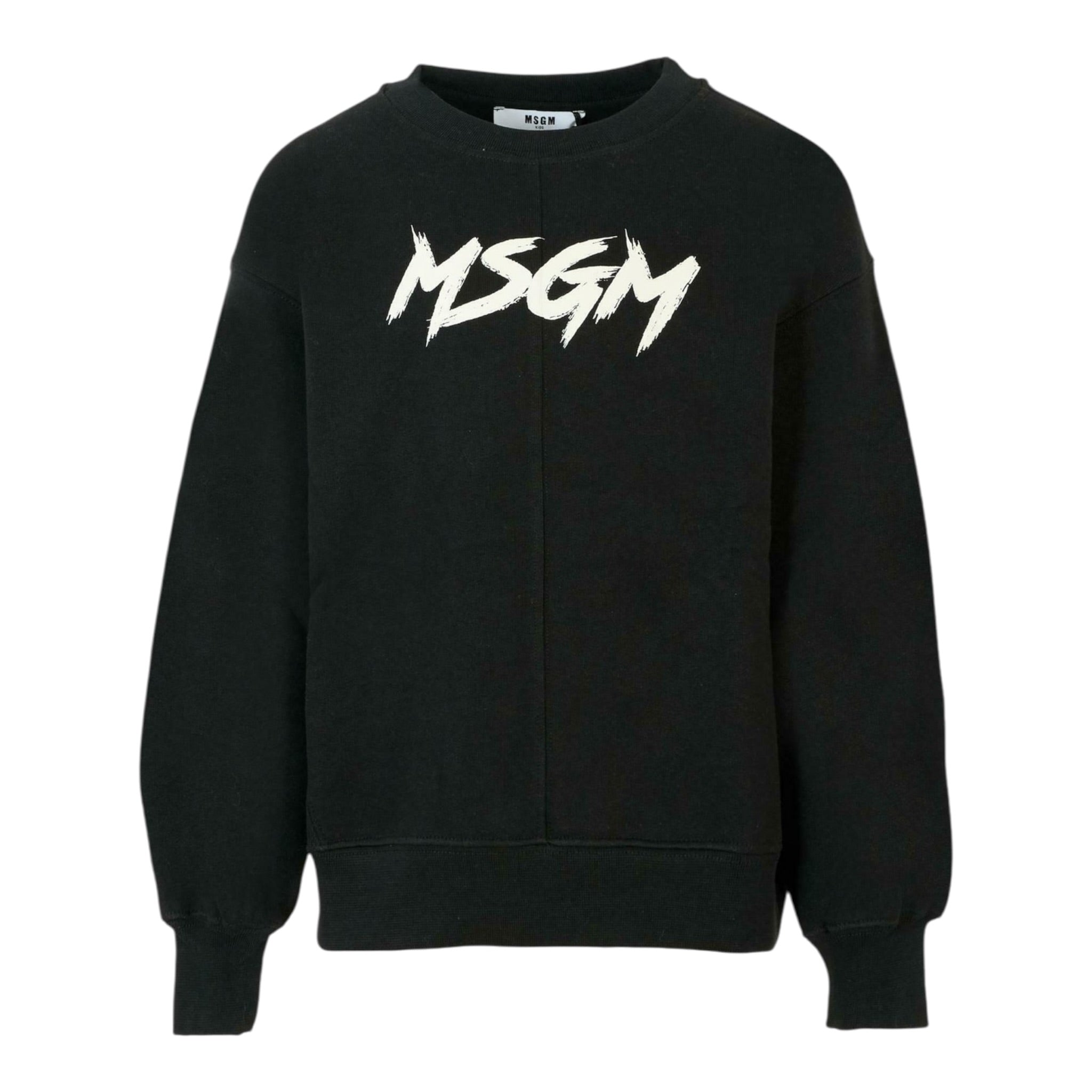 Msgm Felpa Xhiusa Girocollo tinta unita con Logo Nero per Bambino F5MSJUSW049 NERO MSGM 