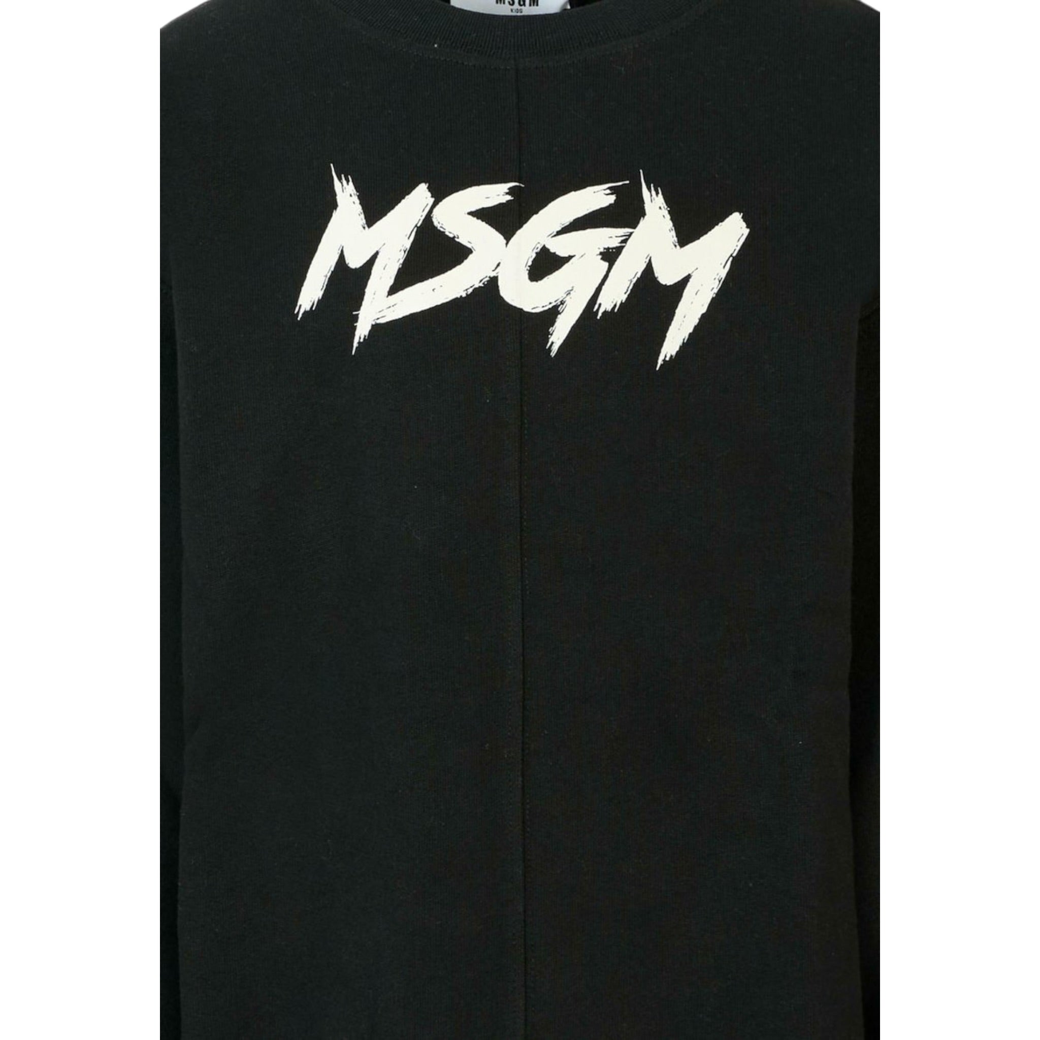 Msgm Felpa Xhiusa Girocollo tinta unita con Logo Nero per Bambino F5MSJUSW049 NERO MSGM 