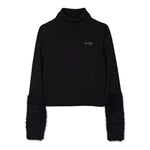 N°21 Maglia Collo Alto tinta unita con Logo Nero per Bambina N2106X NERO N°21 