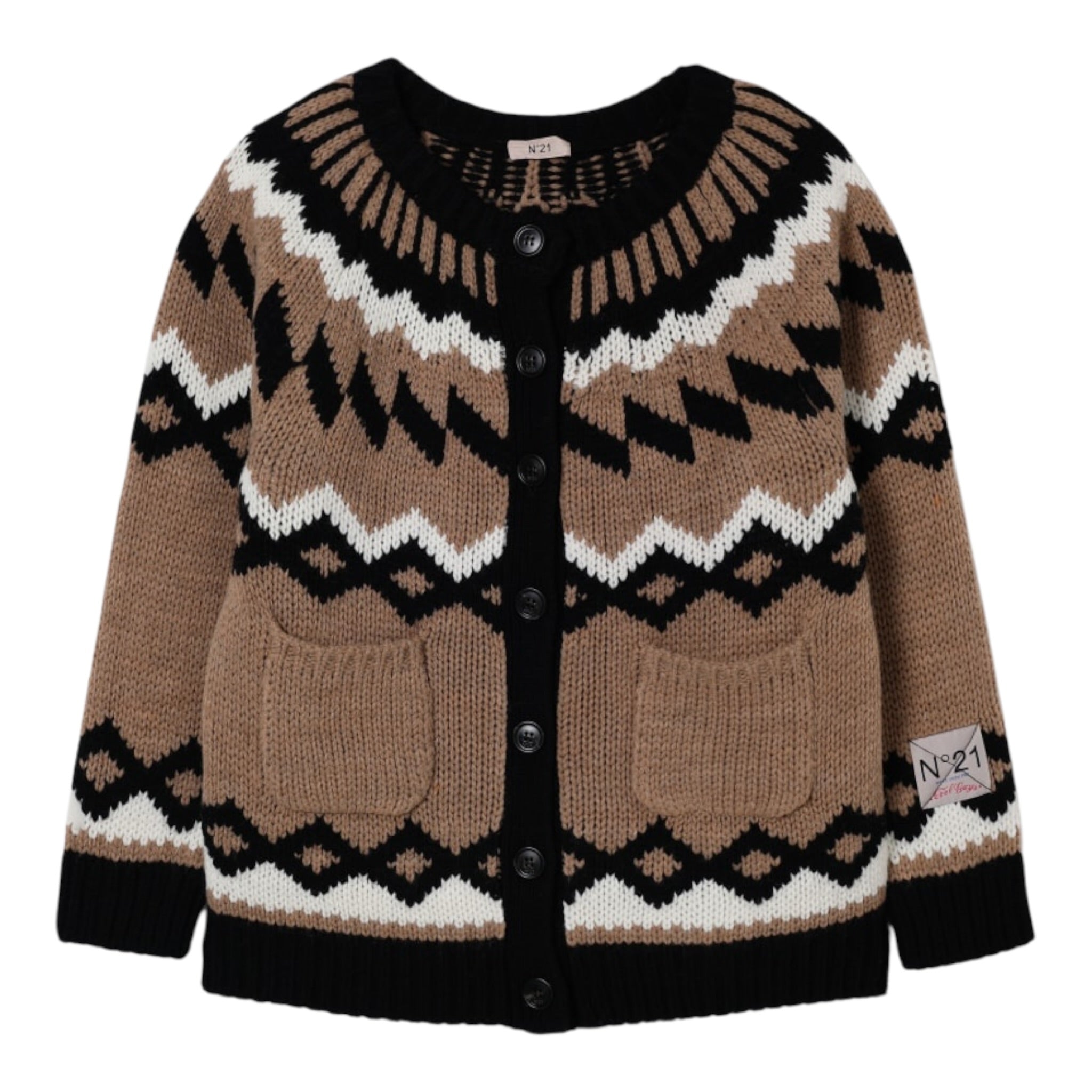 N°21 Cardigan tinta unita con Stampa Beige per Bambina N2106Z BEIGE N°21 