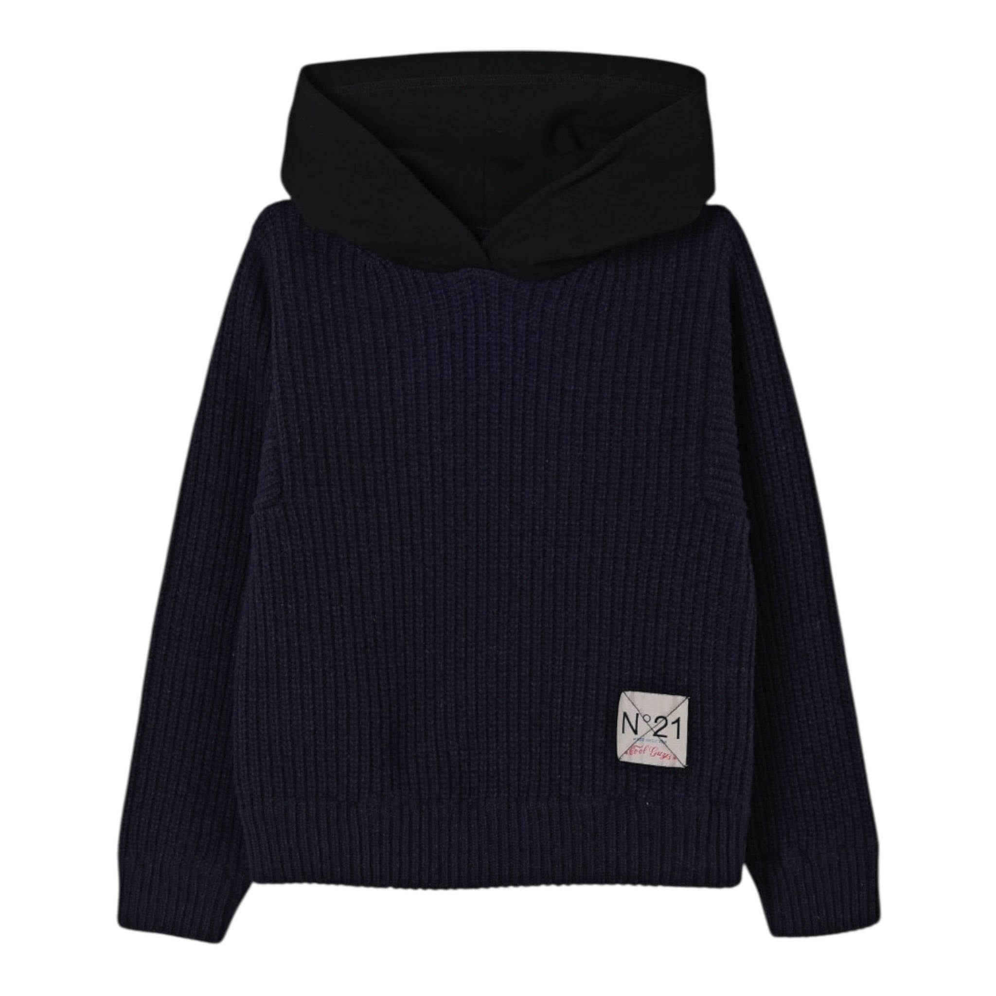 N°21 Maglia tinta unita con Cappuccio Blu per Bambino N2108L BLU N°21 
