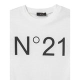 N°21 T-Shirt Girocollo tinta unita con Stampa Bianco per Bambino N21173 BIANCO N°21 