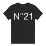 N°21 T-Shirt Girocollo tinta unita con Stampa Nero per Bambino N21173 NERO N°21 