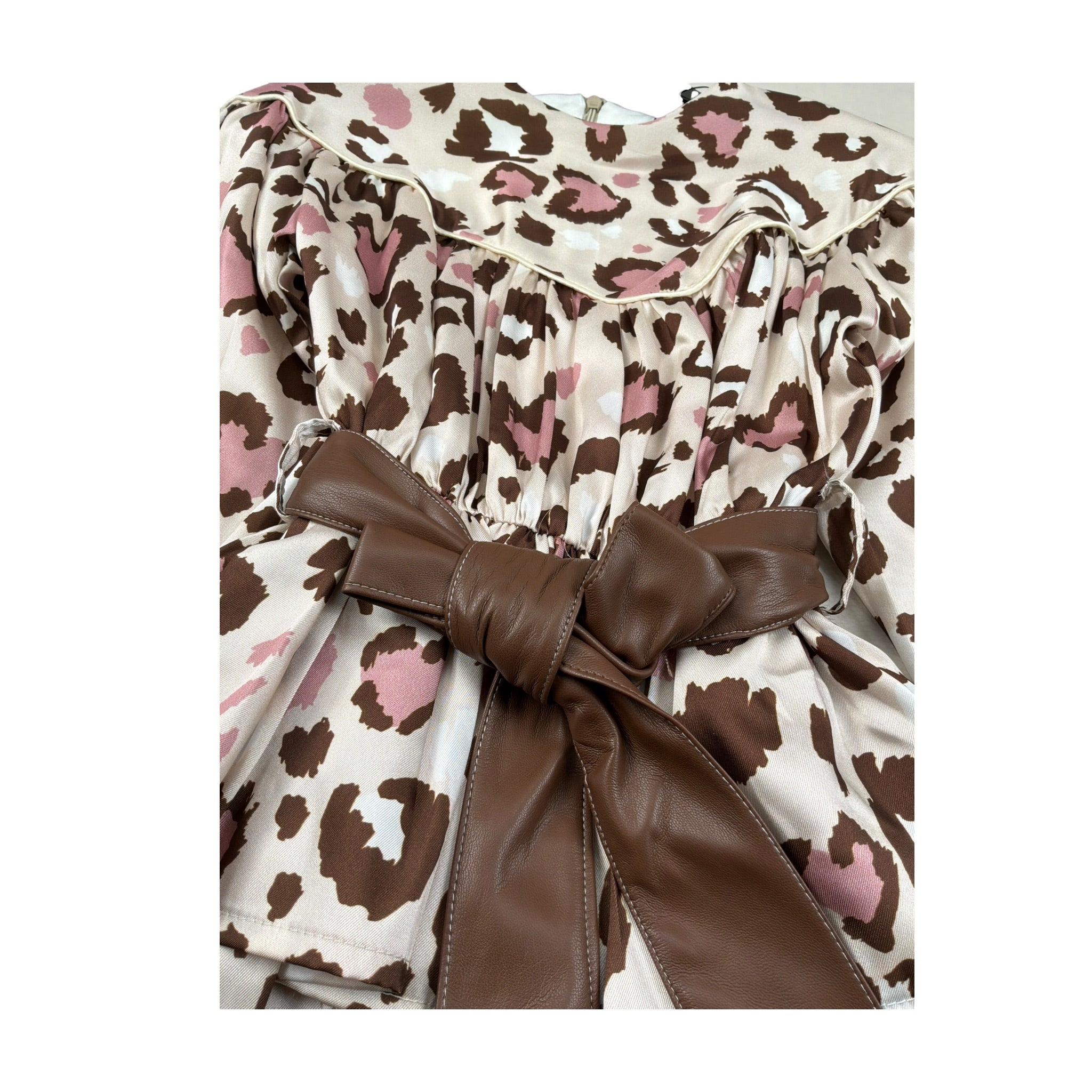 Naida Abito Manica Lunga Stamoa Fantasia Beige per Bambina NAAB373 BEIGE NAIDA 