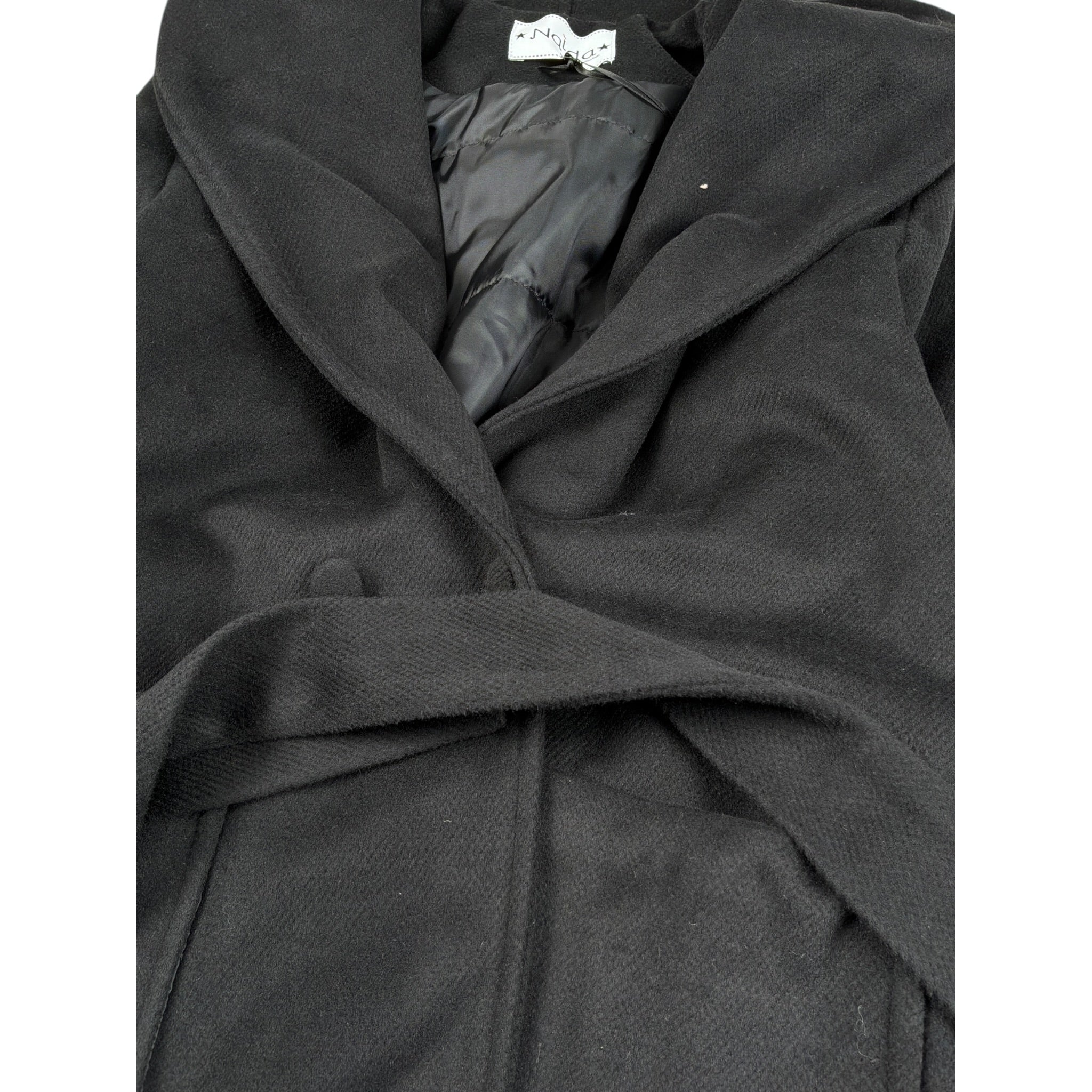 Naida Cappotto tinta unita con Cappuccio Nero per Bambina NAGB314 NERO NAIDA 