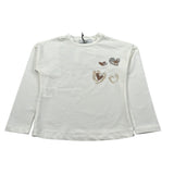 Naida Shirt Girocollo tinta unita con Stampa Panna per Bambina NAMA351 PANNA NAIDA 