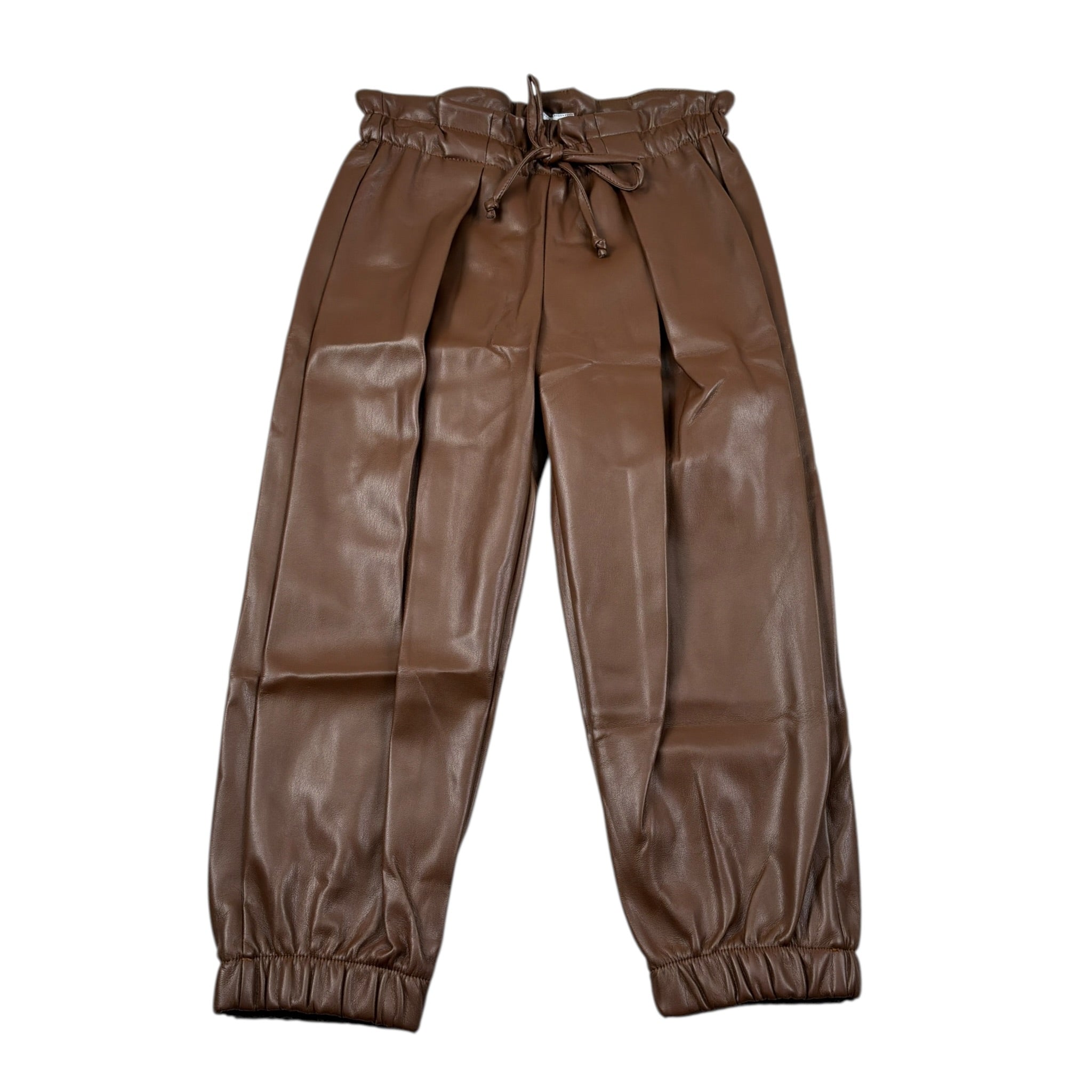 Naida Pantalone tinta unita In Finta Pelle Marrone per Bambina NAPA351 MARRONE NAIDA 