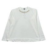 Naida Shirt Girocollo tinta unita con Brillantini Panna per Bambina NATS233 PANNA NAIDA 