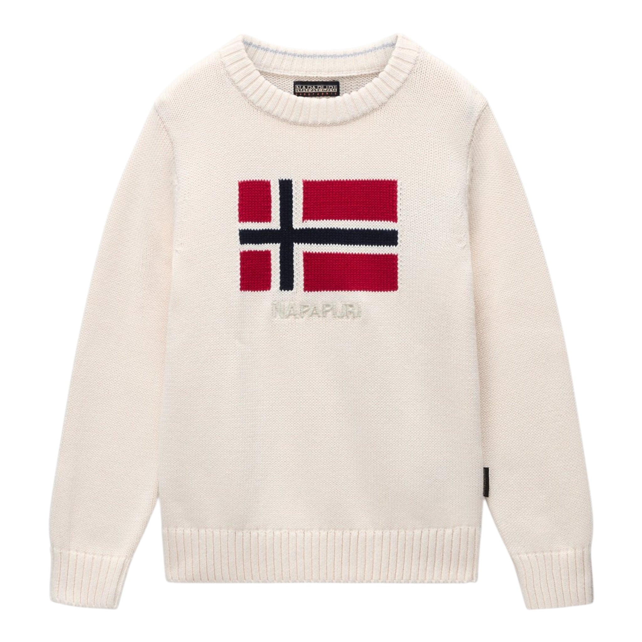 Napapijri Maglia tinta unita con Stampa Panna per Bambino NP0A88ZFN1J1 PANNA NAPAPIJRI 
