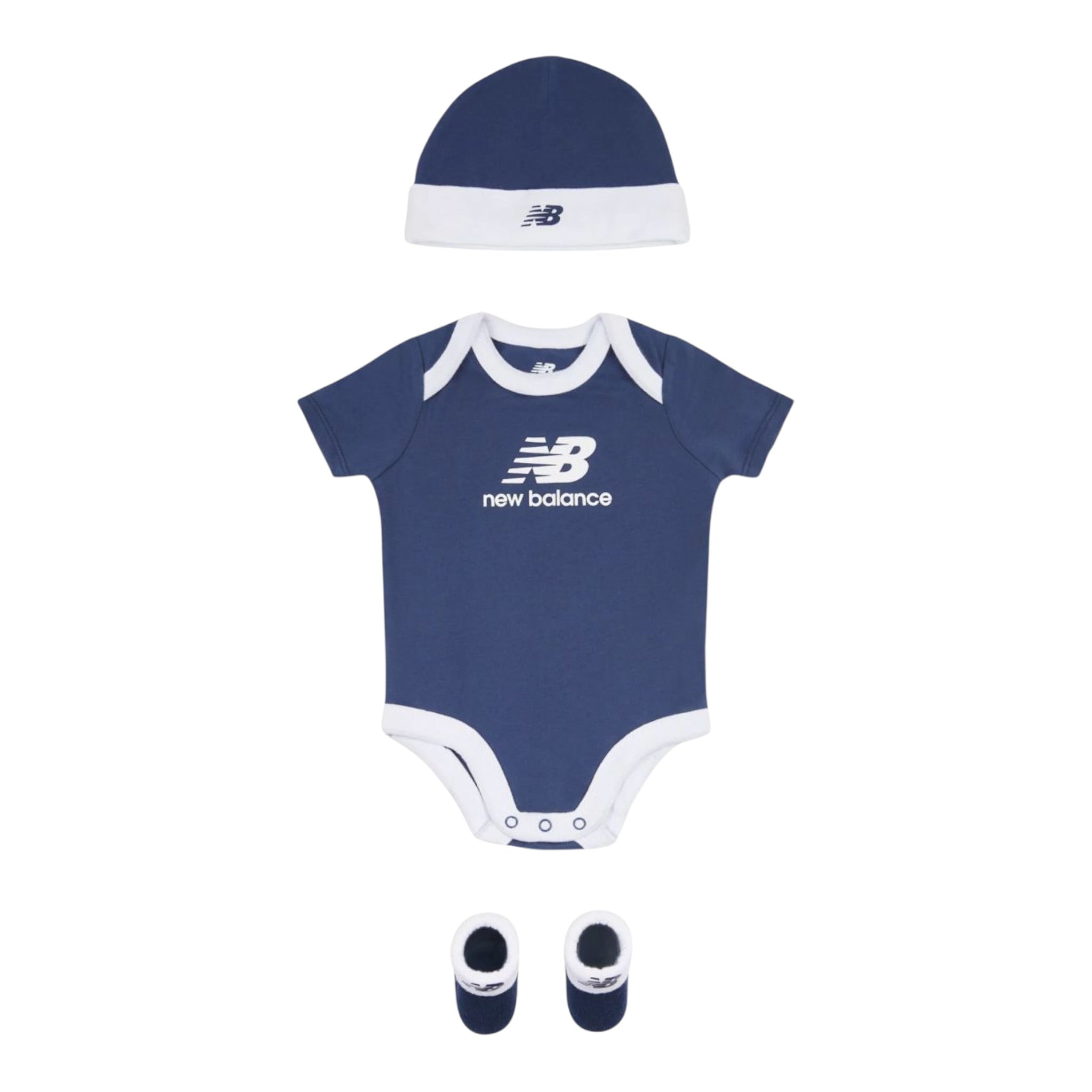 New Balance Set 3 Pezzi Body-Cappello-Babbucce Blu per Neonato LAK0106 BLU NEW BALANCE 