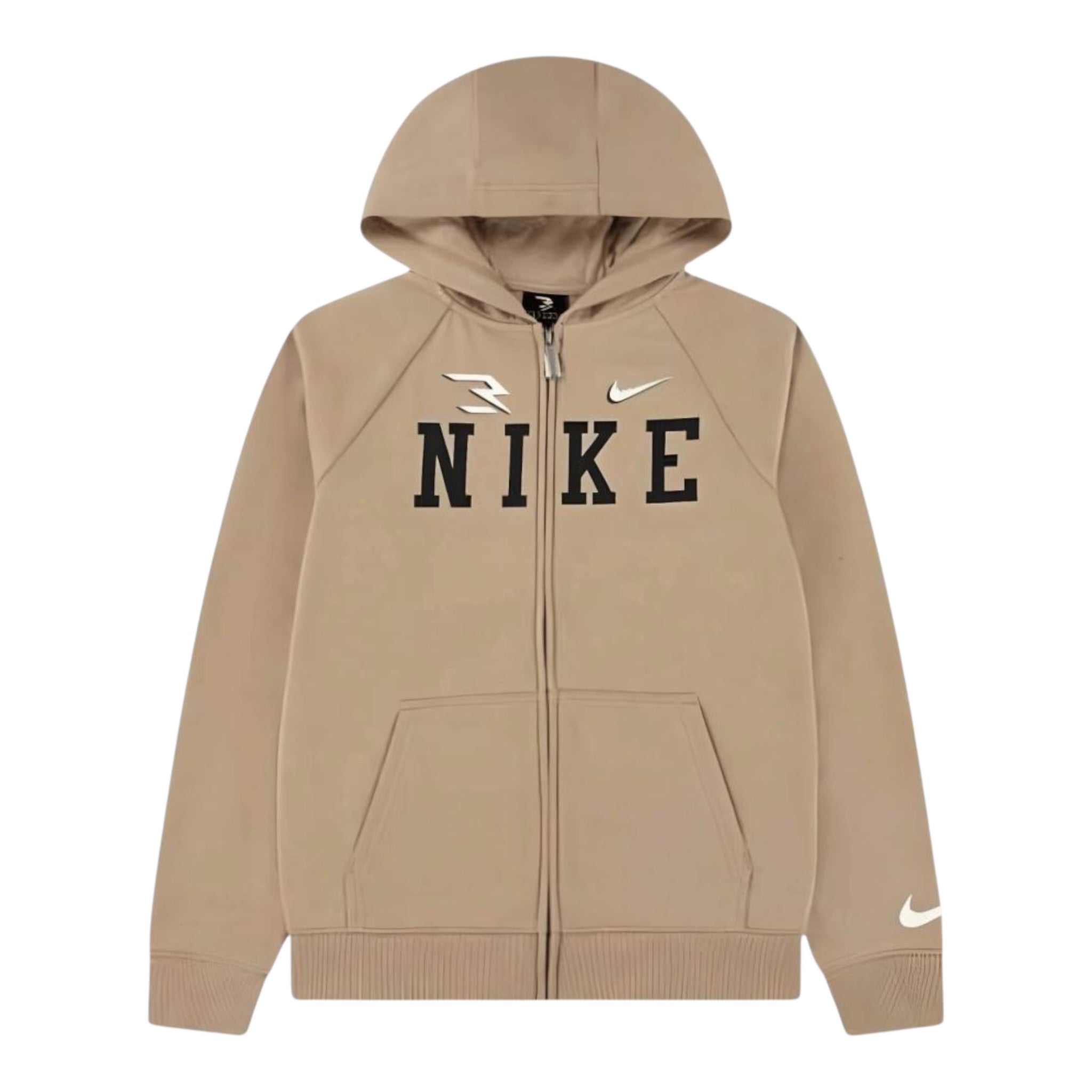 Nike Felpa con Zip E Cappuccio tinta unita con Logo Beige per Bambino 9Q1097 BEIGE NIKE 