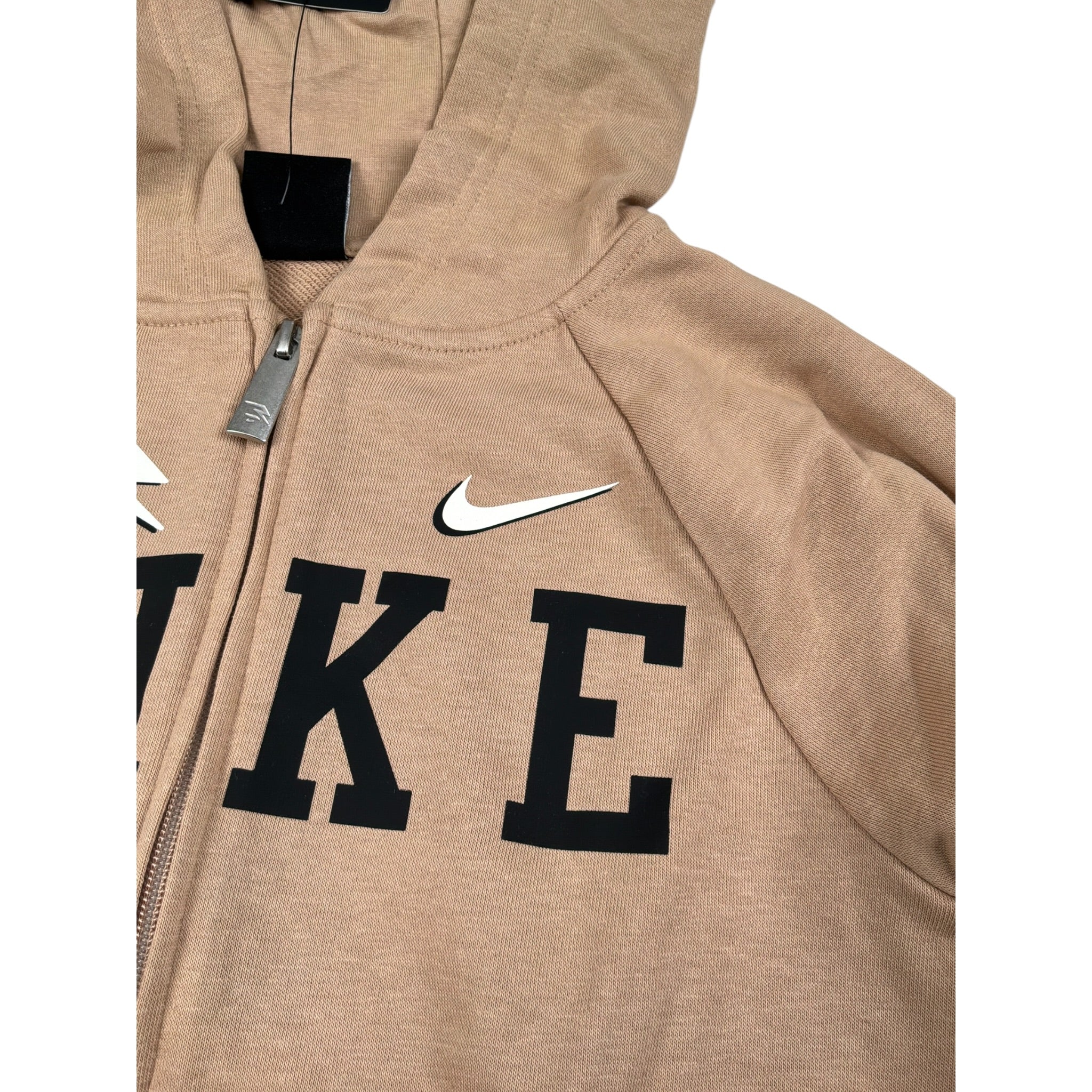 Nike Felpa con Zip E Cappuccio tinta unita con Logo Beige per Bambino 9Q1097 BEIGE NIKE 