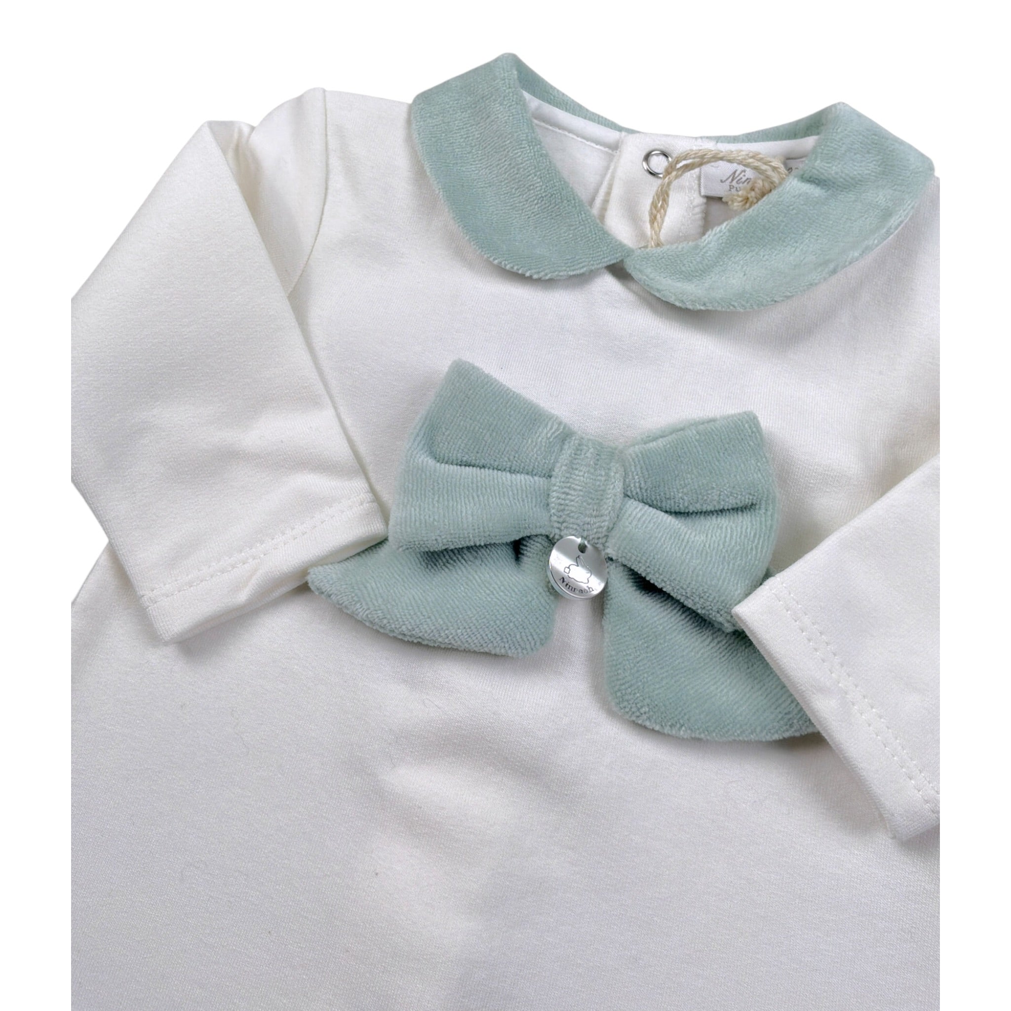 Ninnaoh Tutina tinta unita con Applicazioni Bianco/Verde per Neonata 10PR21965 BIANCO/VERDE NINNAOH 