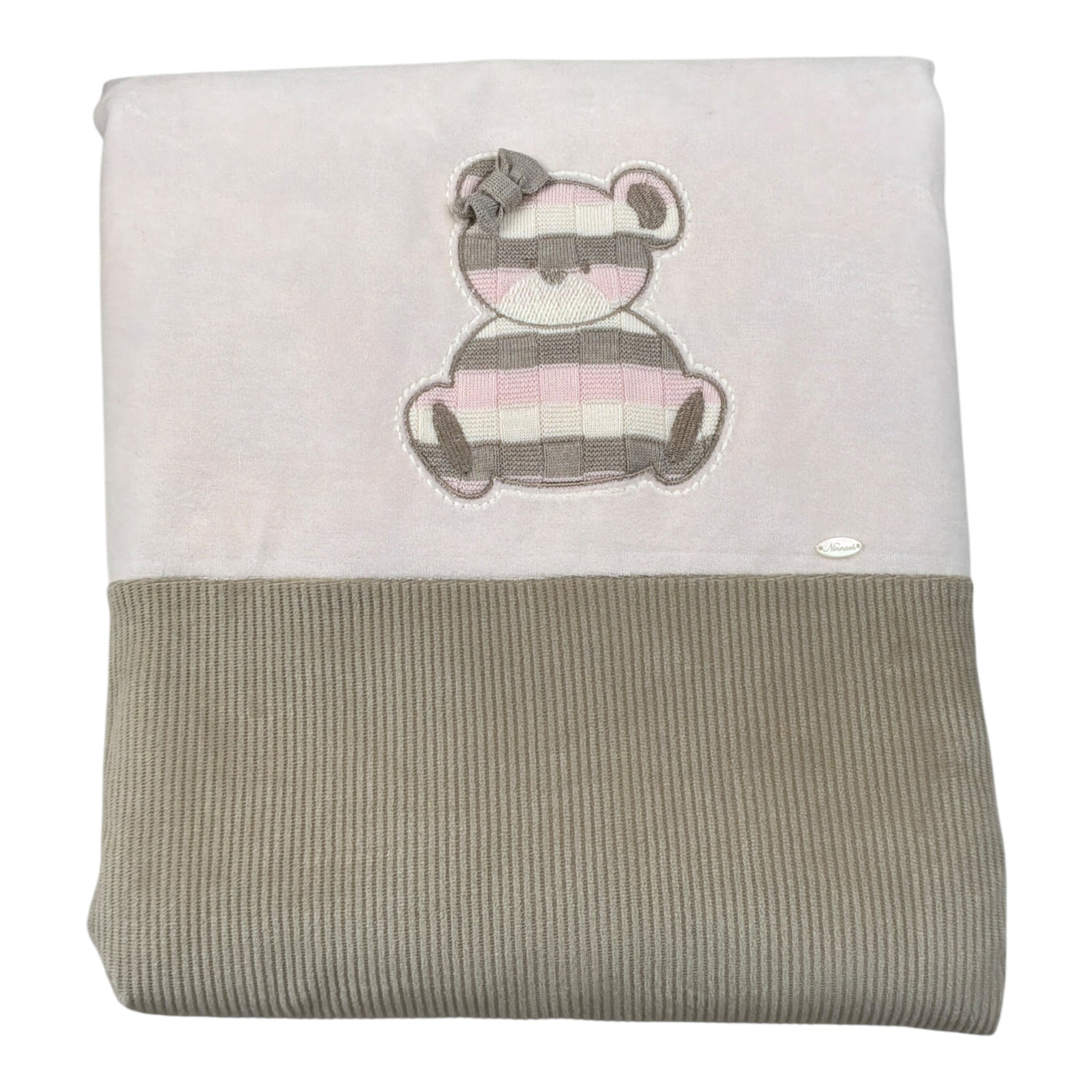 Ninnaoh Coperta tinta unita con Stampa Rosa per Neonata I25COP221L ROSA NINNAOH 