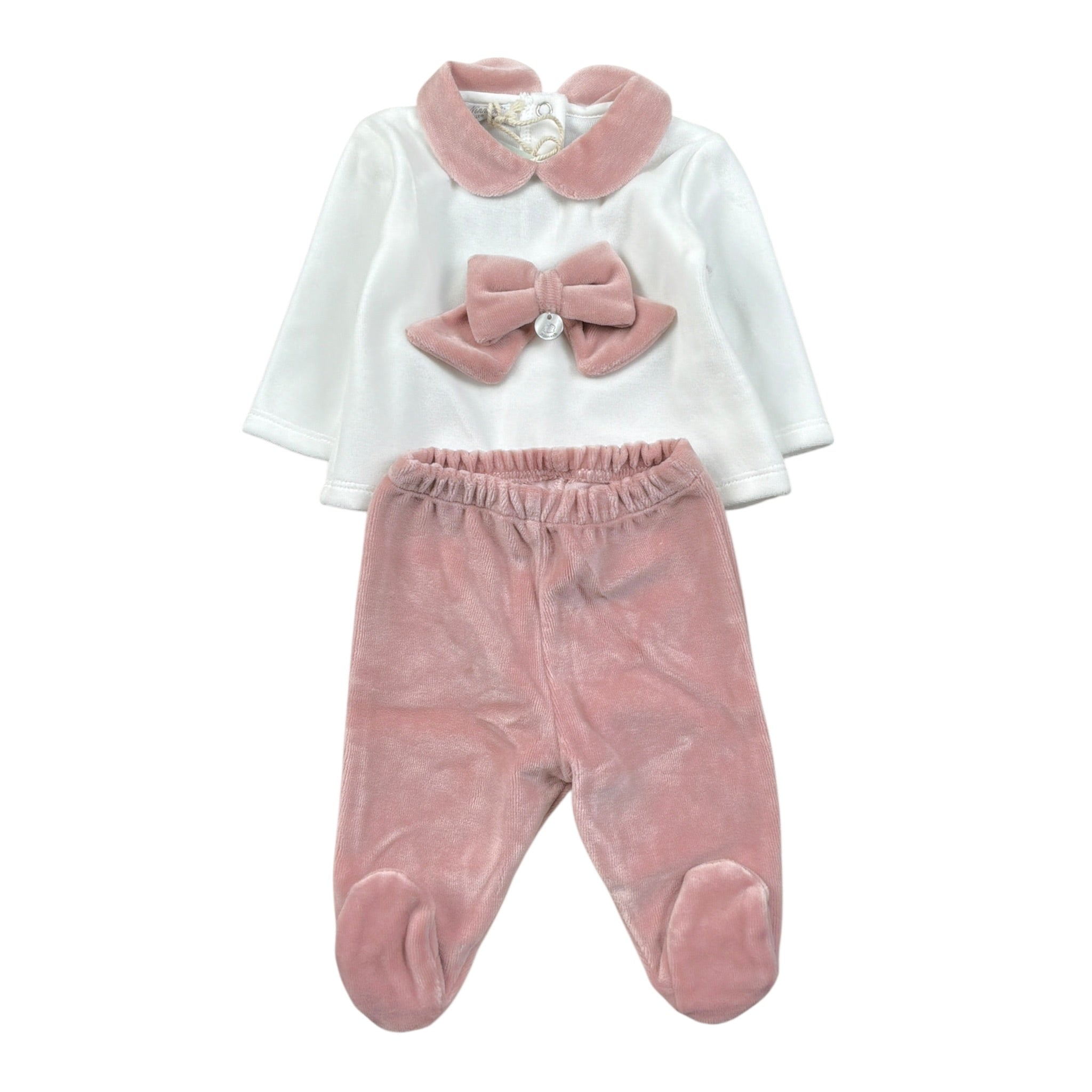 Ninnaoh Completo 2Pz Maglia-Ghettina Bicolore Bianco/Rosa per Neonata PR219659 BIANCO/ROSA NINNAOH 