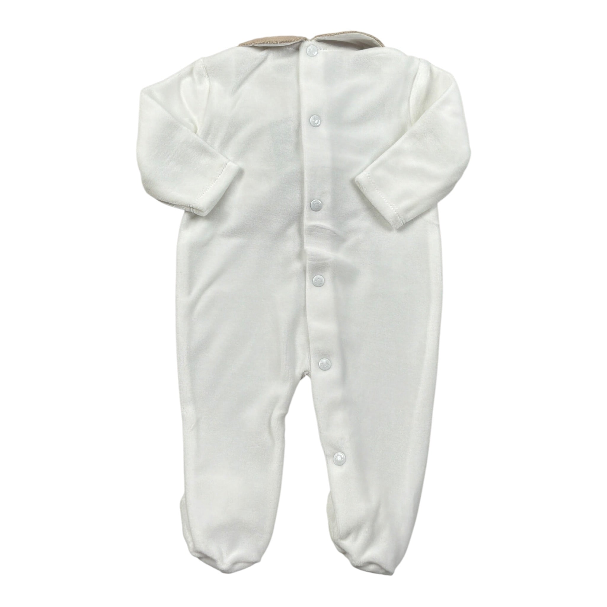 Ninnaoh Tutina tinta unita con Applicazioni In Velluto Bianco/Beige per Neonata PR219662 BIANCO/BEIGE NINNAOH 