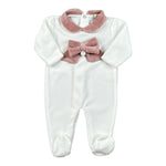 Ninnaoh Tutina tinta unita con Applicazioni In Velluto Bianco/Rosa per Neonata PR219662 BIANCO/ROSA NINNAOH 