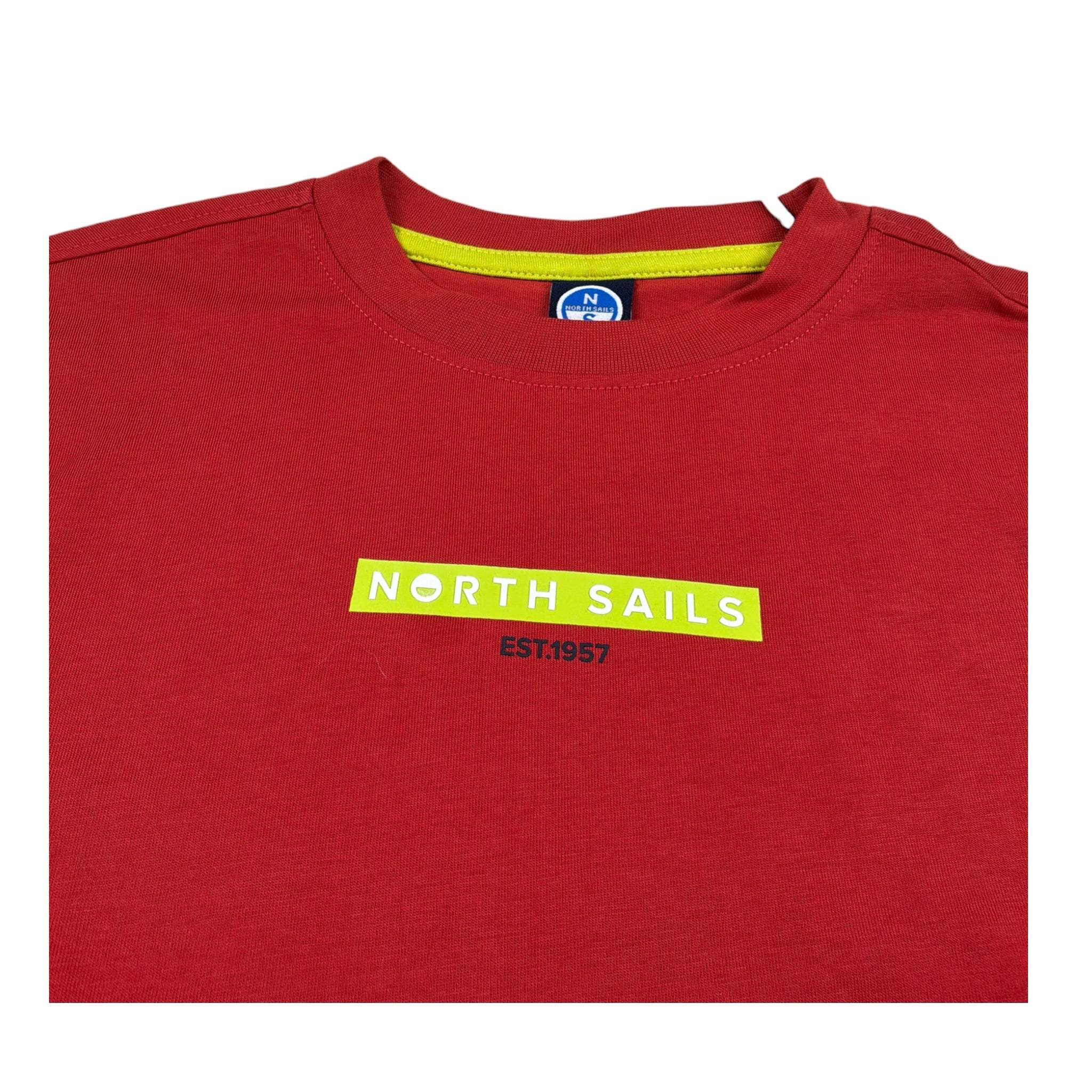 North Sails Shirt Girocollo Tinta Unit con Logo Rosso per Bambino NBA26090TS ROSSO NORTH SAILS 