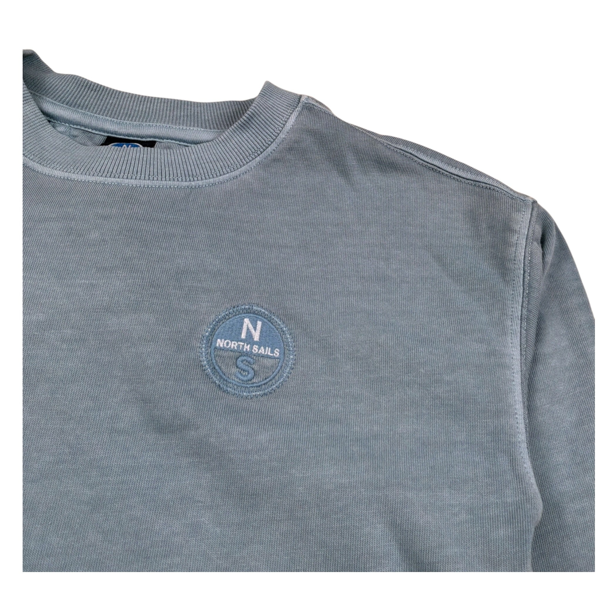 North Sails Shirt Girocollo tinta unita con Logo Azzurro per Bambino NBA26111TS AZZURRO NORTH SAILS 