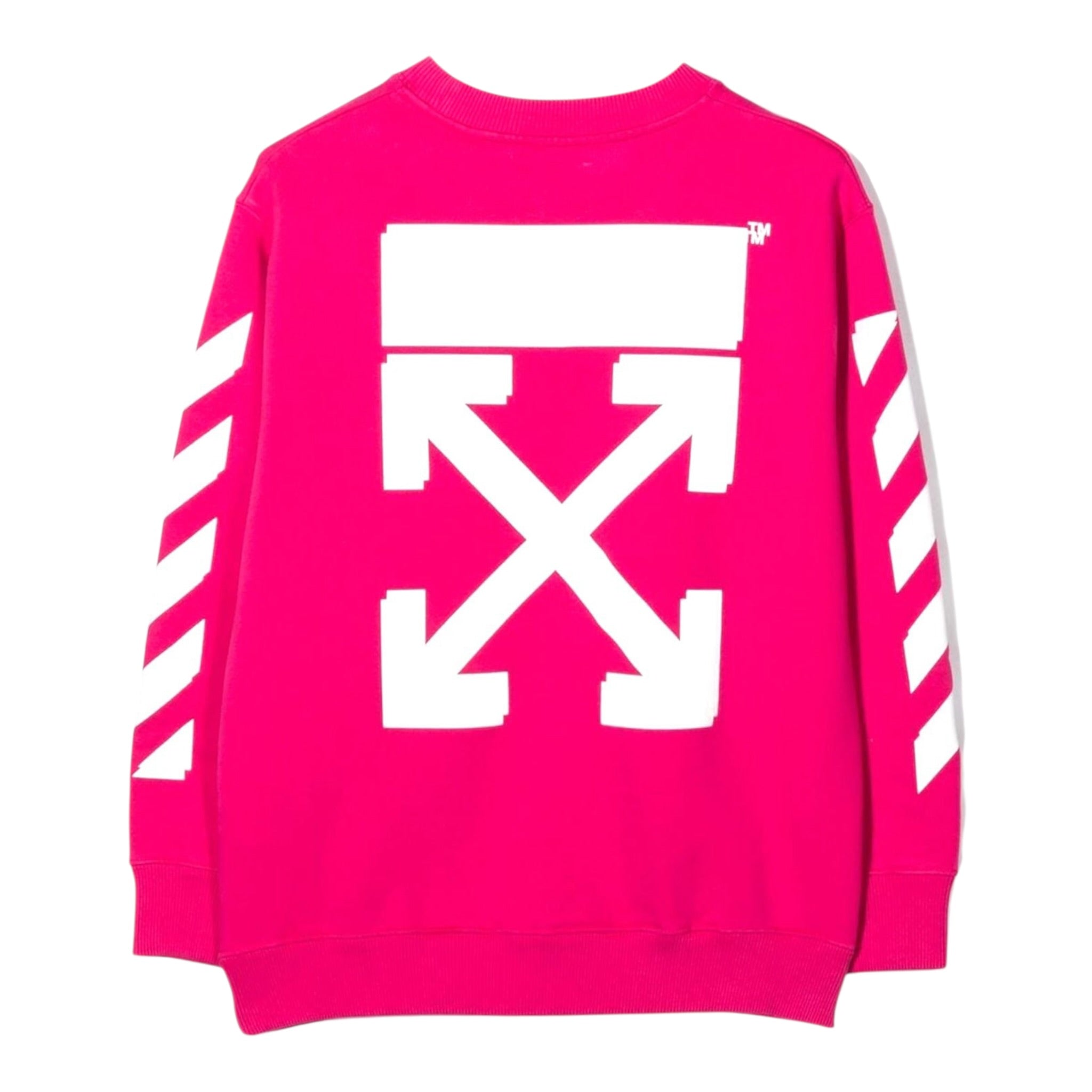 Off-White Felpa Girocollo tinta unita con Stampa Fuxia per Bambina OGBA001F22FLE0013201 FUXIA OFF-WHITE 