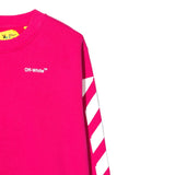 Off-White Felpa Girocollo tinta unita con Stampa Fuxia per Bambina OGBA001F22FLE0013201 FUXIA OFF-WHITE 