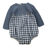 Pangasa Pagliaccetto Bicolore con Fantasia A Quadri Azzurro per Neonata 1501370 AZZURRO PANGASA 