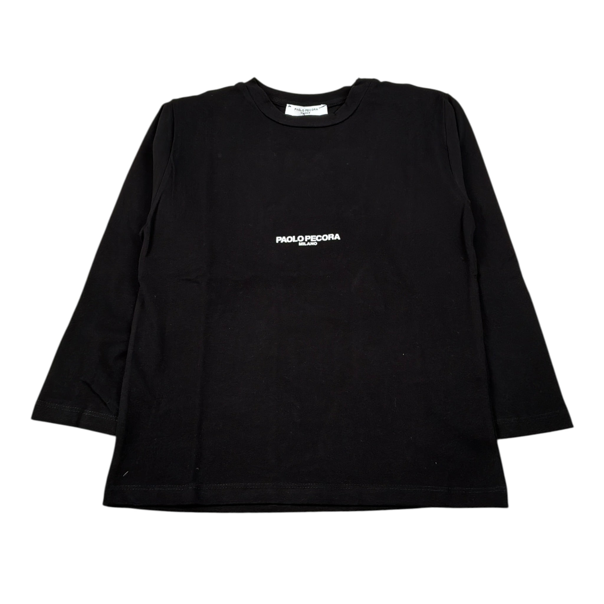 Paolo Pecora Shirt Girocollo tinta unita con Logo Nero per Bambino PP3820 NERO PAOLO PECORA 