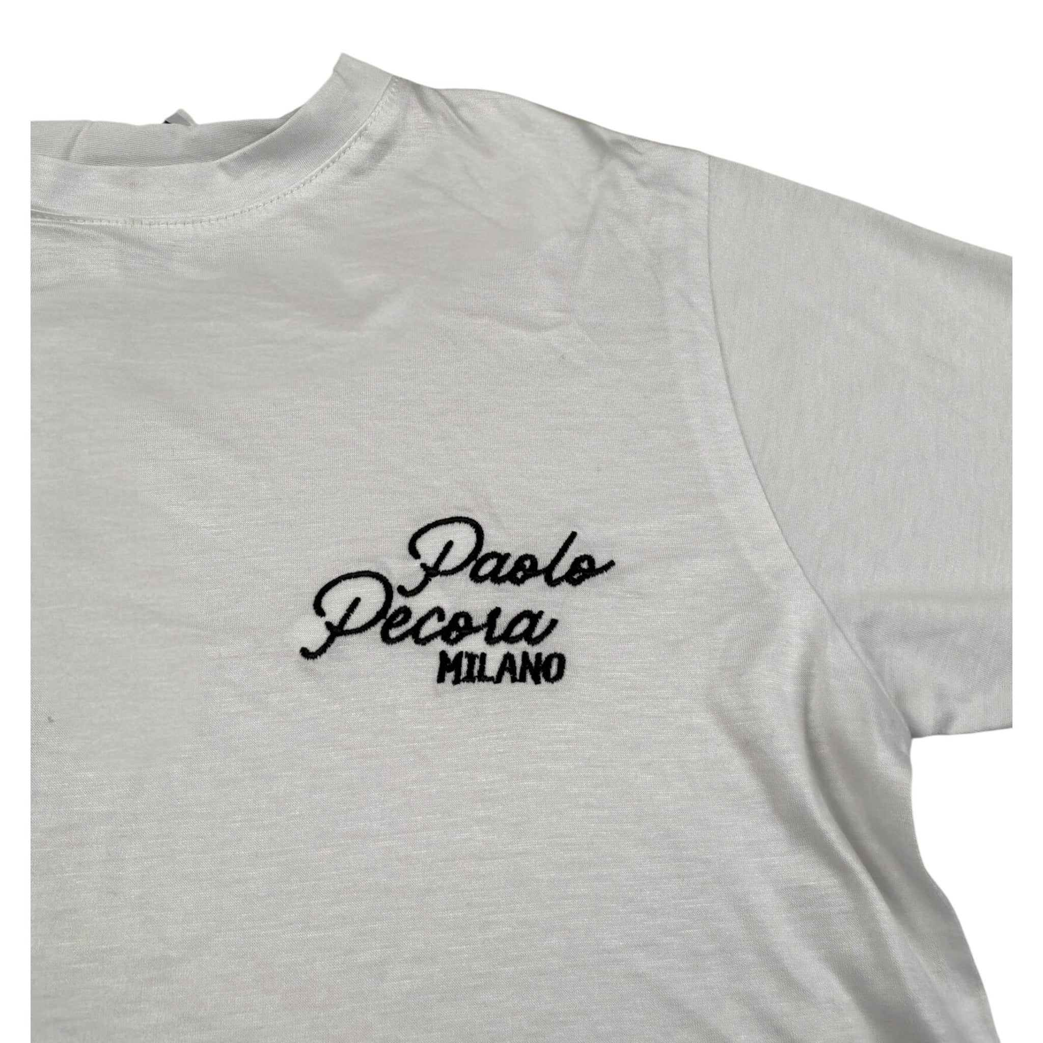 Paolo Pecora T-Shirt Girocollo tinta unita con Logo Bianco per Bambino PP4048 BIANCO PAOLO PECORA 