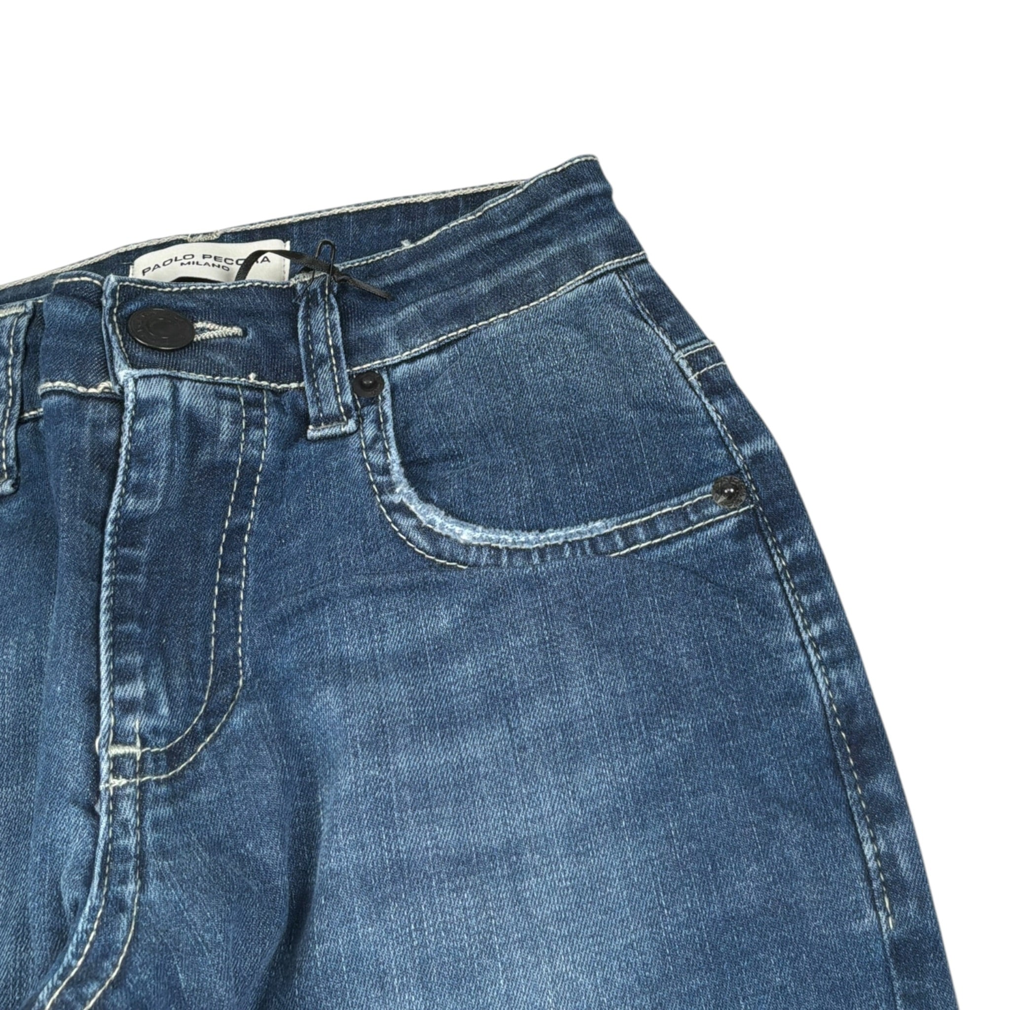 Paolo Pecora Jeans tinta unita con Girovita Regolabile Blu per Bambino PP4074 BLU PAOLO PECORA 