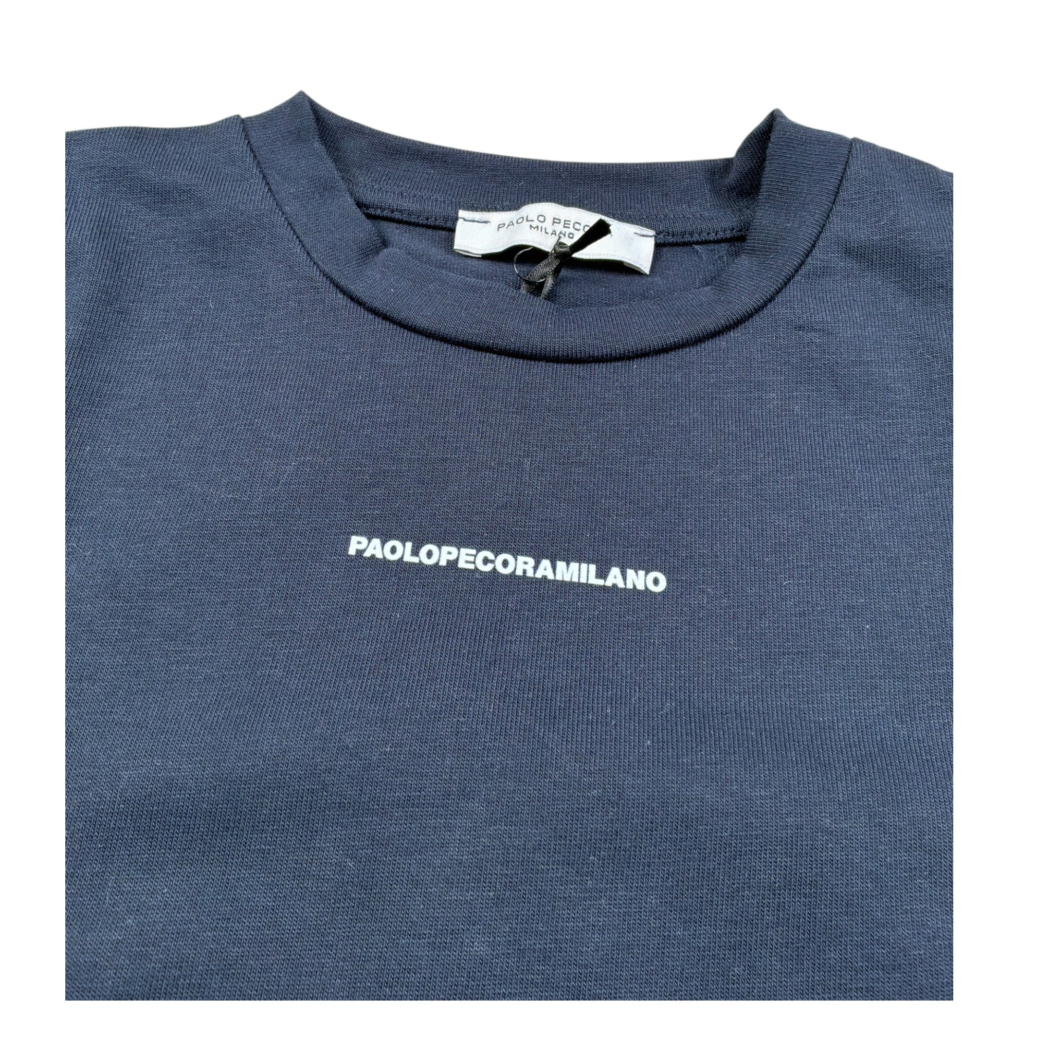 Paolo Pecora Shirt Girocollo tinta unita con Logo Blu per Bambino PP4157J BLU PAOLO PECORA 