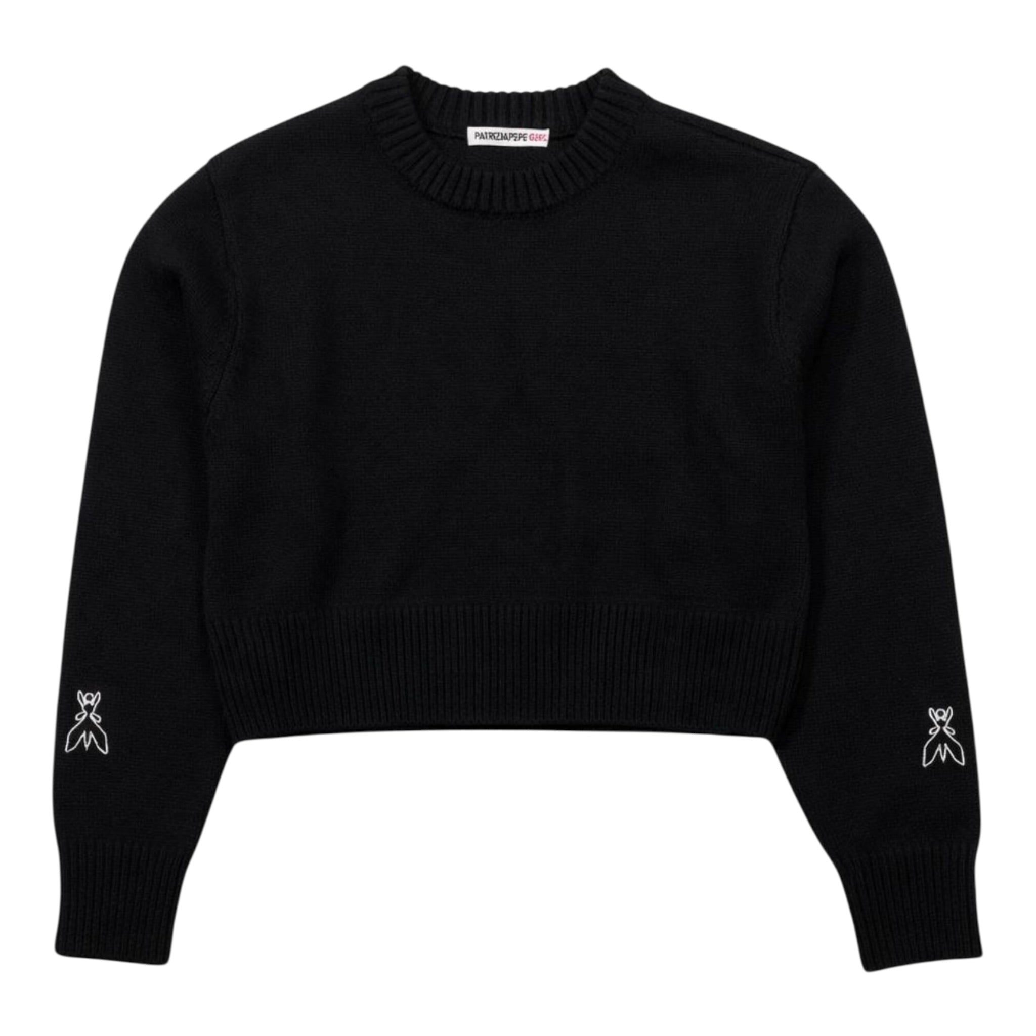 Patrizia Pepe Maglia Girocollo tinta unita con Stampa Logo Nero per Bambina 7K0069X NERO PATRIZIA PEPE 