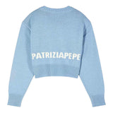 Patrizia Pepe Maglia Girocollo tinta unita con Stampa Logo Azzurro per Bambina 7K0069XX AZZURRO PATRIZIA PEPE 