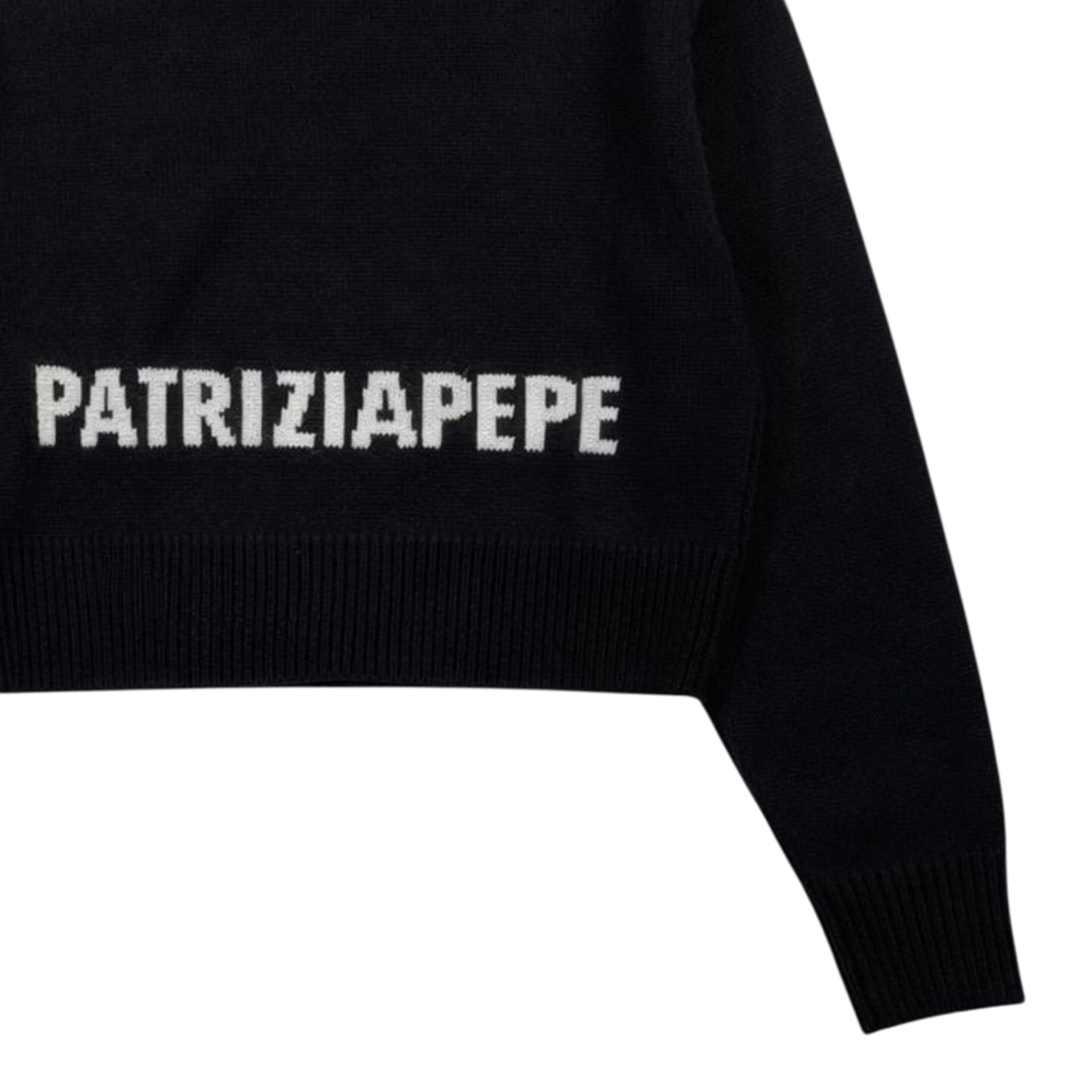 Patrizia Pepe Maglia Girocollo tinta unita con Stampa Logo Nero per Bambina 7K0069XXX NERO PATRIZIA PEPE 