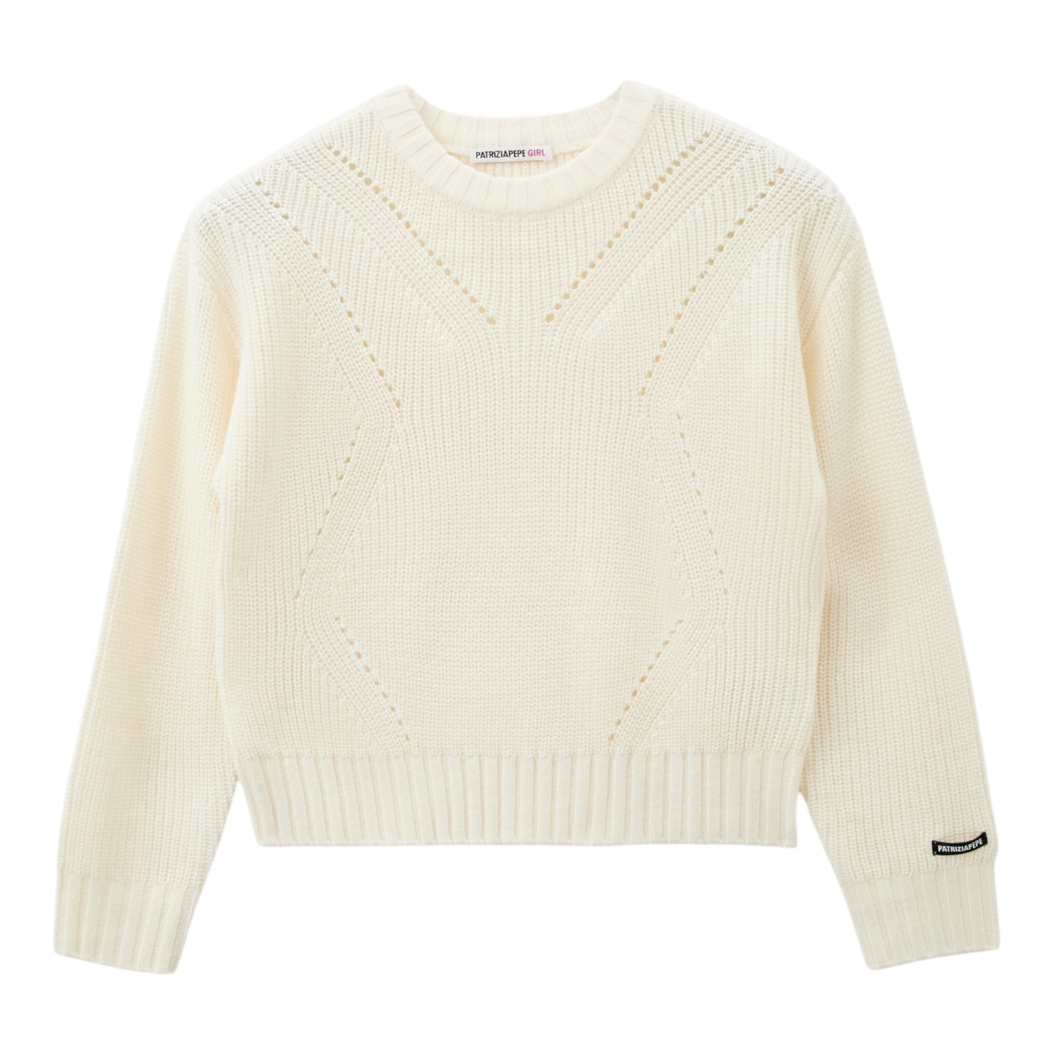 Patrizia Pepe Maglia Girocollo Tint Unita Panna per Bambina 7K0070 PANNA PATRIZIA PEPE 