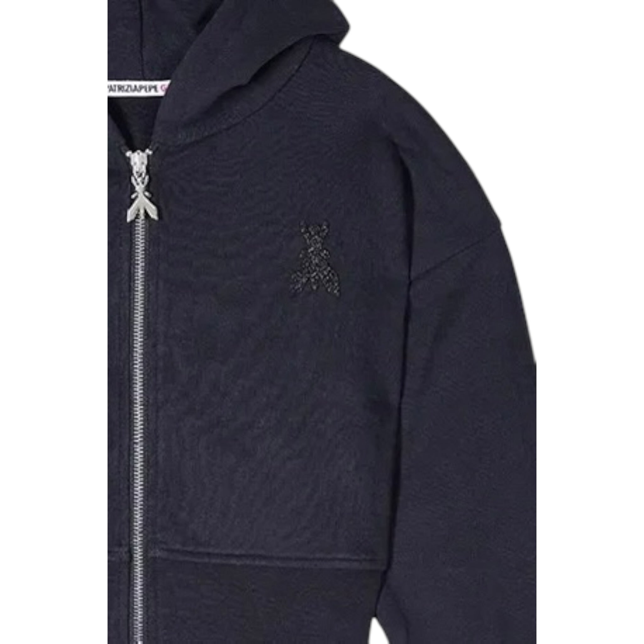 Patrizia Pepe Felpa tinta unita con Zip E Cappuccio Nero per Bambina 7M0823X NERO PATRIZIA PEPE 