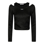 Patrizia Pepe Maglia tinta unita con Logo Nero per Bambina 7M0939 NERO PATRIZIA PEPE 