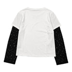 Patrizia Pepe Shirt Bicolore con Maniche Ricamate Bianco per Bambina 7M0940 BIANCO PATRIZIA PEPE 