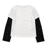 Patrizia Pepe Shirt Bicolore con Maniche Ricamate Bianco per Bambina 7M0940 BIANCO PATRIZIA PEPE 