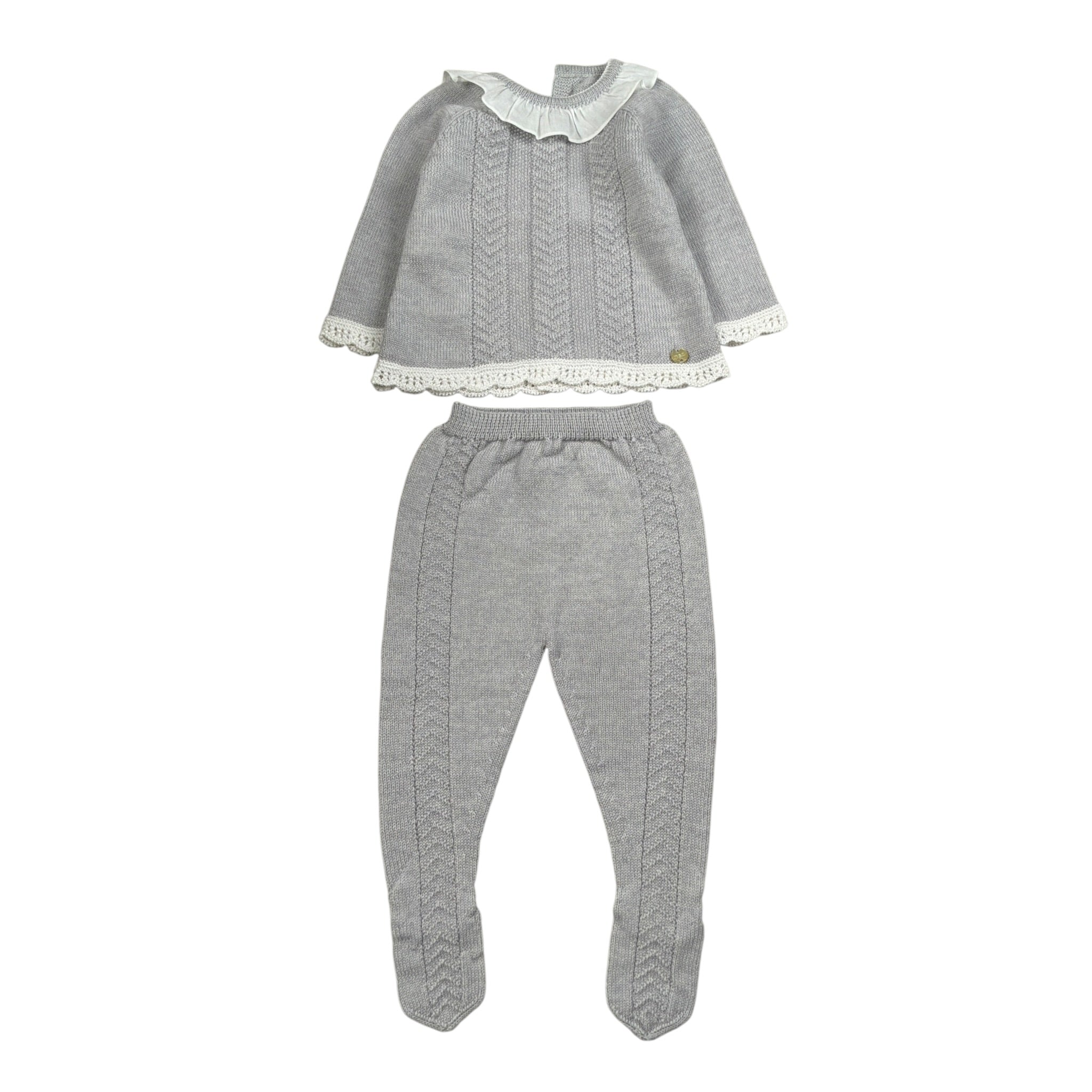 Paz Rodriguez Completo 2Pz Maglia-Ghettina con Colletto Grigio per Neonata 003112013 GRIGIO PAZ RODRIGUEZ 