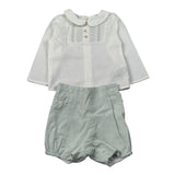 Paz Rodriguez Completo 2 Pezzi Camicia-Culotte Panna/Verde Acqua per Neonato 006152144 PANNA/VERDE ACQUA PAZ RODRIGUEZ 