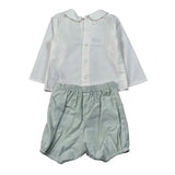Paz Rodriguez Completo 2 Pezzi Camicia-Culotte Panna/Verde Acqua per Neonato 006152144 PANNA/VERDE ACQUA PAZ RODRIGUEZ 