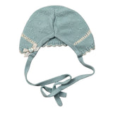 Paz Rodriguez Cappello tinta unita con Ricami Verde Acqua per Neonata 011112949 VERDE ACQUA PAZ RODRIGUEZ 