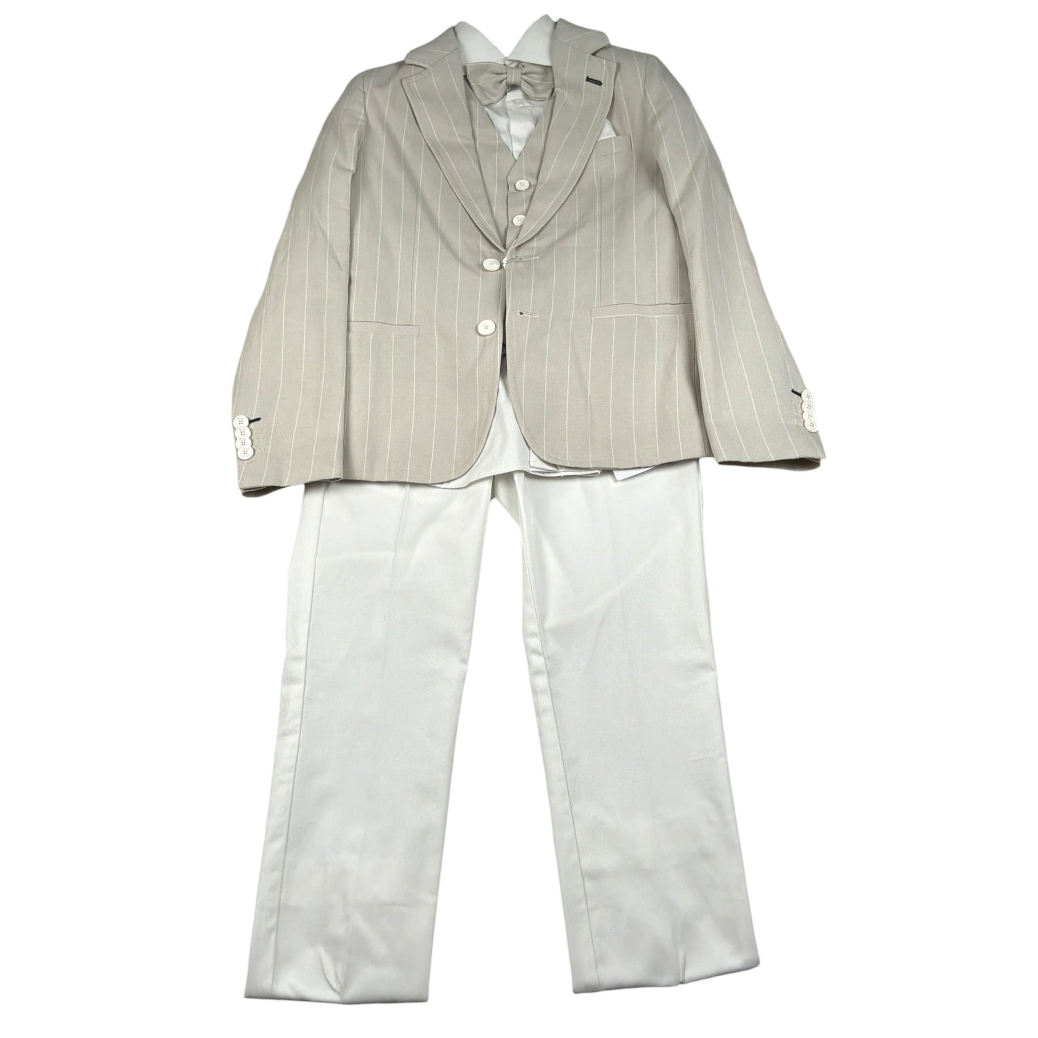 Petit Completo 5 Pezzi Giacca-Camicia-Papilln-Gilet-Pantalone Beige per Bambino L3515686 BEIGE PETIT 