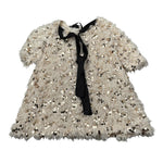 Petit Posh Abito Mezza Manica tinta unita con Paillettes Beige per Bambina GFJF25166VE BEIGE PETIT POSH 