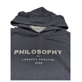 Philosophy Felpa Chiusa con Cappuccio tinta unita con Logo Nero per Bambina I9E602 NERO PHILOSOPHY 