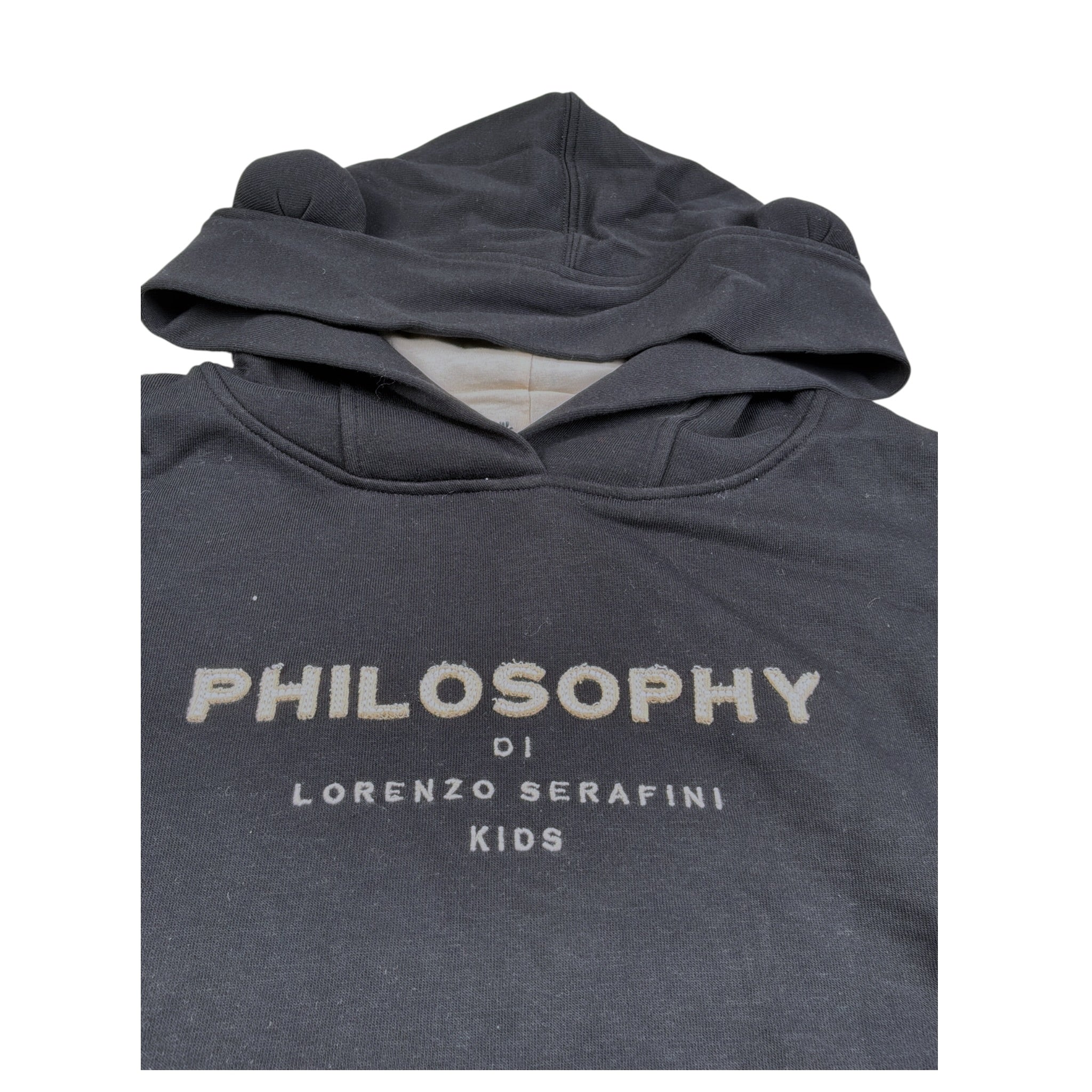 Philosophy Felpa Chiusa con Cappuccio tinta unita con Logo Nero per Bambina I9E602 NERO PHILOSOPHY 
